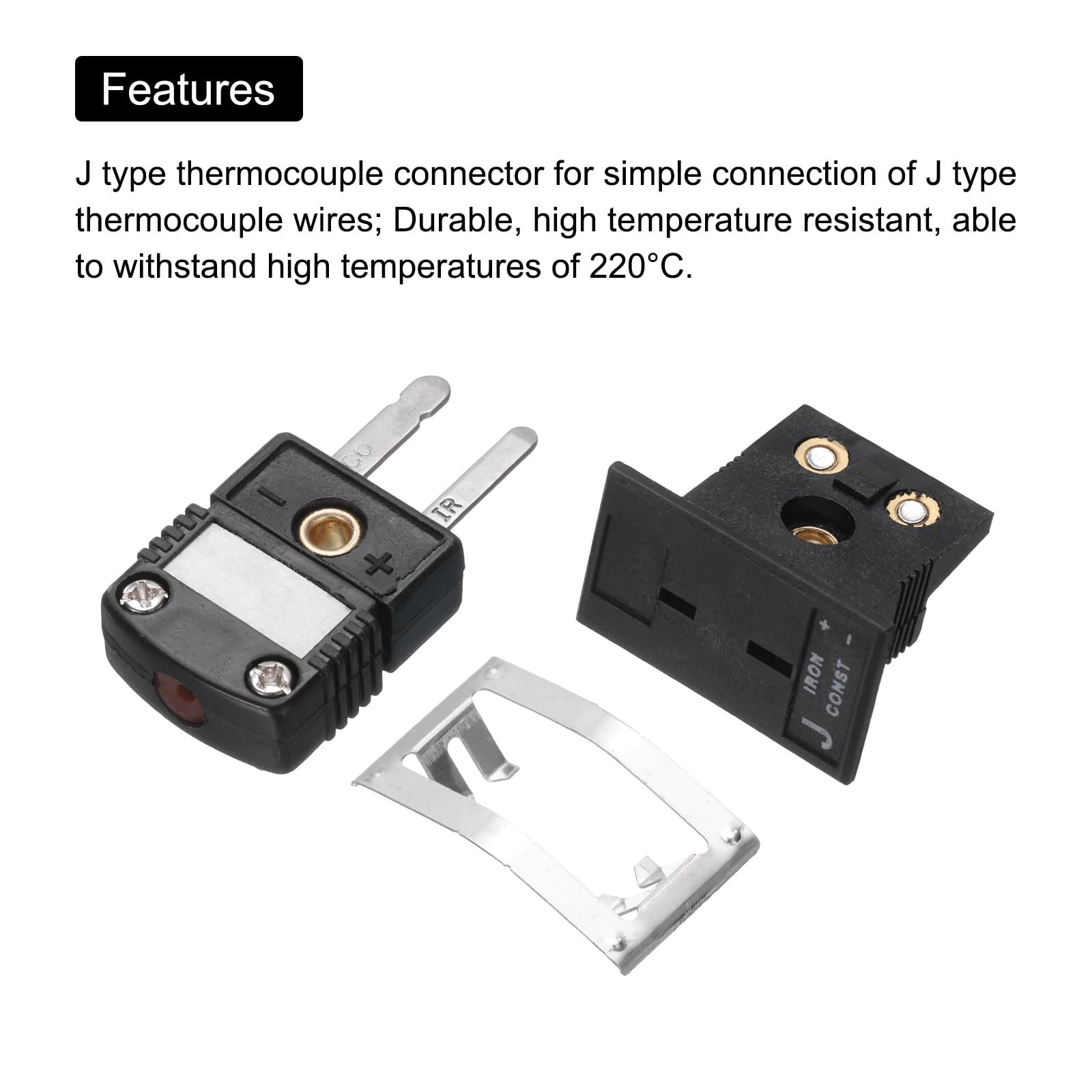 Kit Connettori Termocoppia Tipo J Maschio E Presa A Pannello – 220°C, 4 Set Per Sensori E Fili Di Prolunga