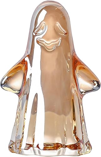 LONGWIN Small Glass Ghost Figurine, Cute Handcrafted Crystal Ghost Statue Sculpt