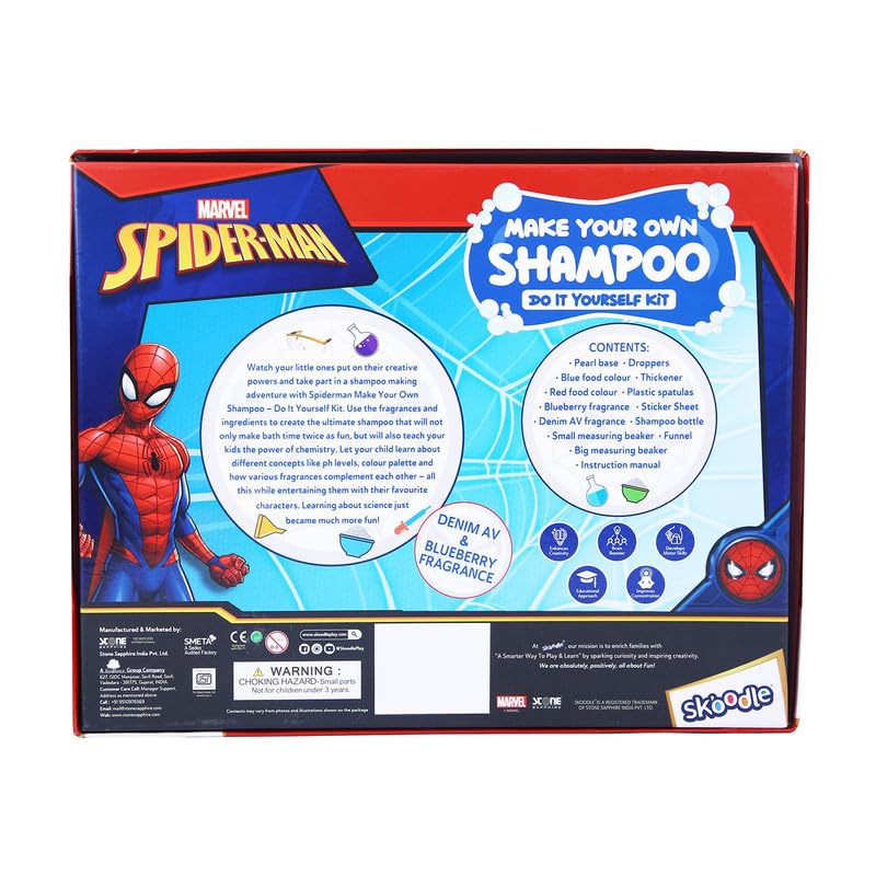 Image of Skoodle Spiderman - Make Your Own Fresh Shampoo, Educational DIY Activity Toy Kit for Ages 8+, Creative Learning Games for Growing Children