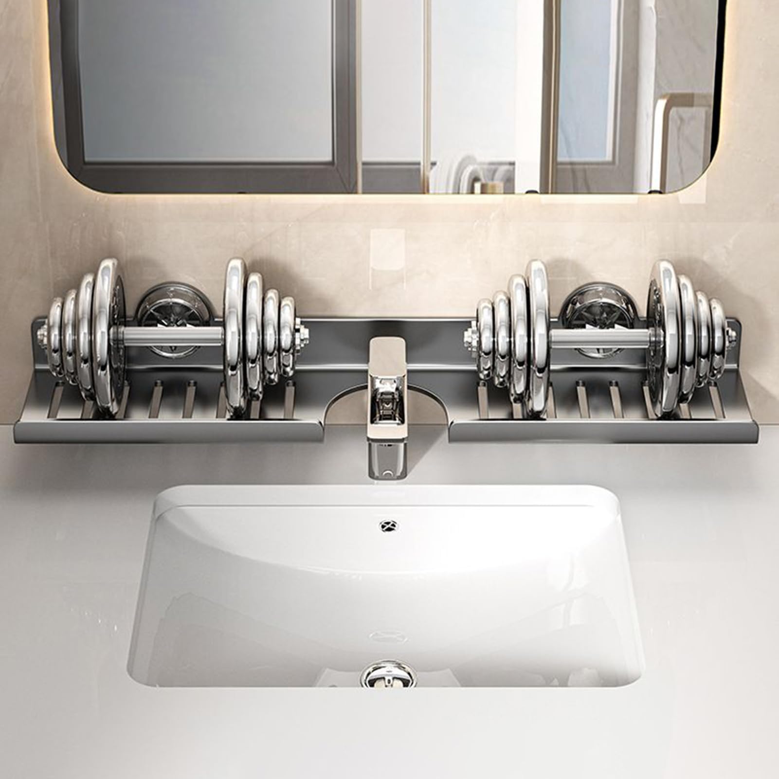 Soporte para grifo de cocina montado en la pared, bandeja de goteo de acero al carbono para fregadero, sin taladro, instalación para encimera, estante de fregadero que ahorra espacio