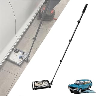 Square Acrylic Convex Handheld Inspection Security Mirror with Led Light, Adjustable Retractable Handle 38.5-120cm for Airport Security Check,Parking Check,Military Area Check