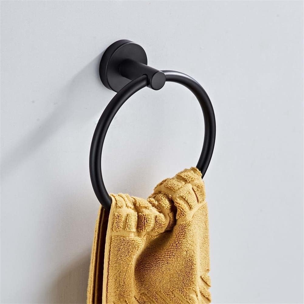 Bath Towel Bar Bathroom Hardware Set, Black Towel Bar, Towel Ring, Toilet Paper Holder, Robe Hook Bathroom Accessories Towel Holder (Color : Towel Ring) (Towel Ring)