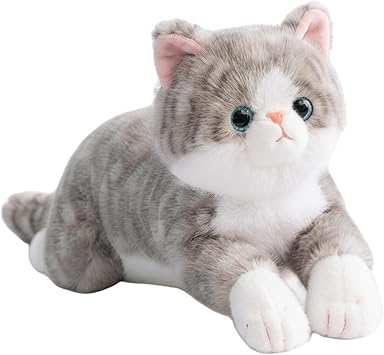 20" Realistic Cat Plushy, Ultra Soft Lifelike Stuffed Animal, Grey