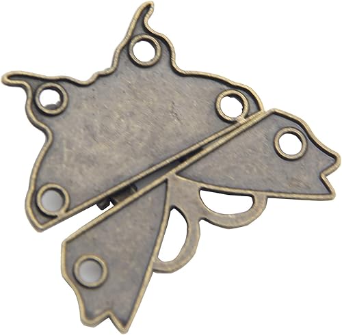 Miniatura 5 de 5 piezas de cerrojo de mariposa de latón antiguo decorativo cerrojo joyería caja de madera cerrojo cerrojo con tornillos para cajón gabinete joyería