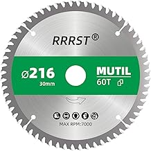 Circular Saw Blade 216 x 30 mm, 60 Teeth - Multi Material Fine Cut - for Aluminium, Copper, Non-ferrous Metals, Wood, Plywood, Skirting Boards, Laminate and More