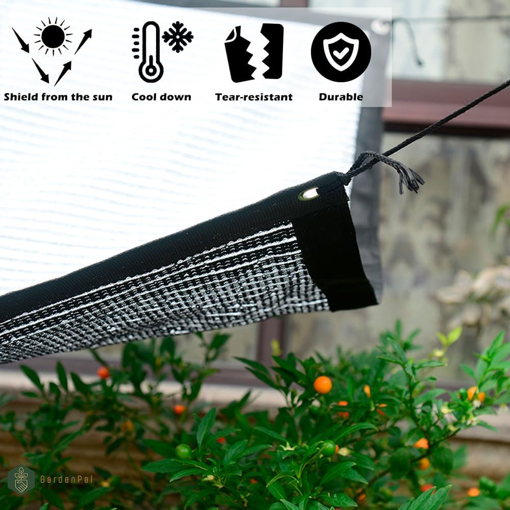 GardenPal 70% Aluminum Foil Shade Cloth to Block Sunlight, Durable Protective Shade Covers with Grommets, Coolness for Garden, Pets, Patios and Cars. Various Application.