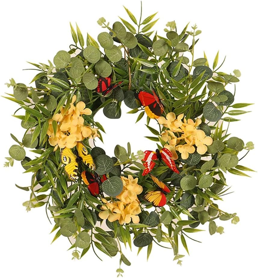 Artificial Eucalyptus Leaf Spring Wreath, Outdoor Decorative Welcome