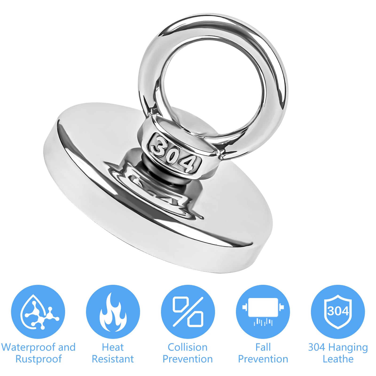 Aimant De Pêche Neodyme Puissant - 1 Pièce, Diamètre 42 mm, Force 55 kg Pour Industrie, Science Et Garage