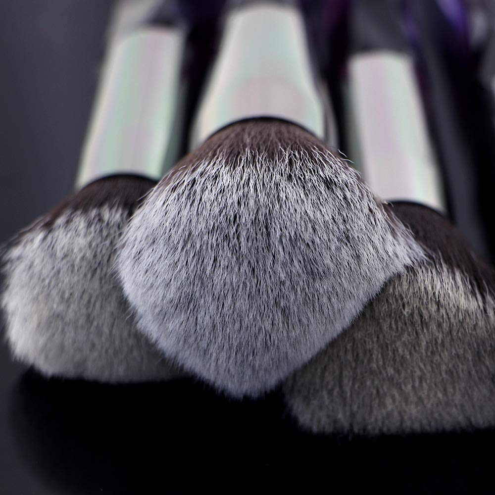 Premium Makeup Brush Set, 10pcs Complete Synthetic Kabuki Eye Shadow Concealer Make Up Brushes Beautiful Crystal Handle (Purple)
