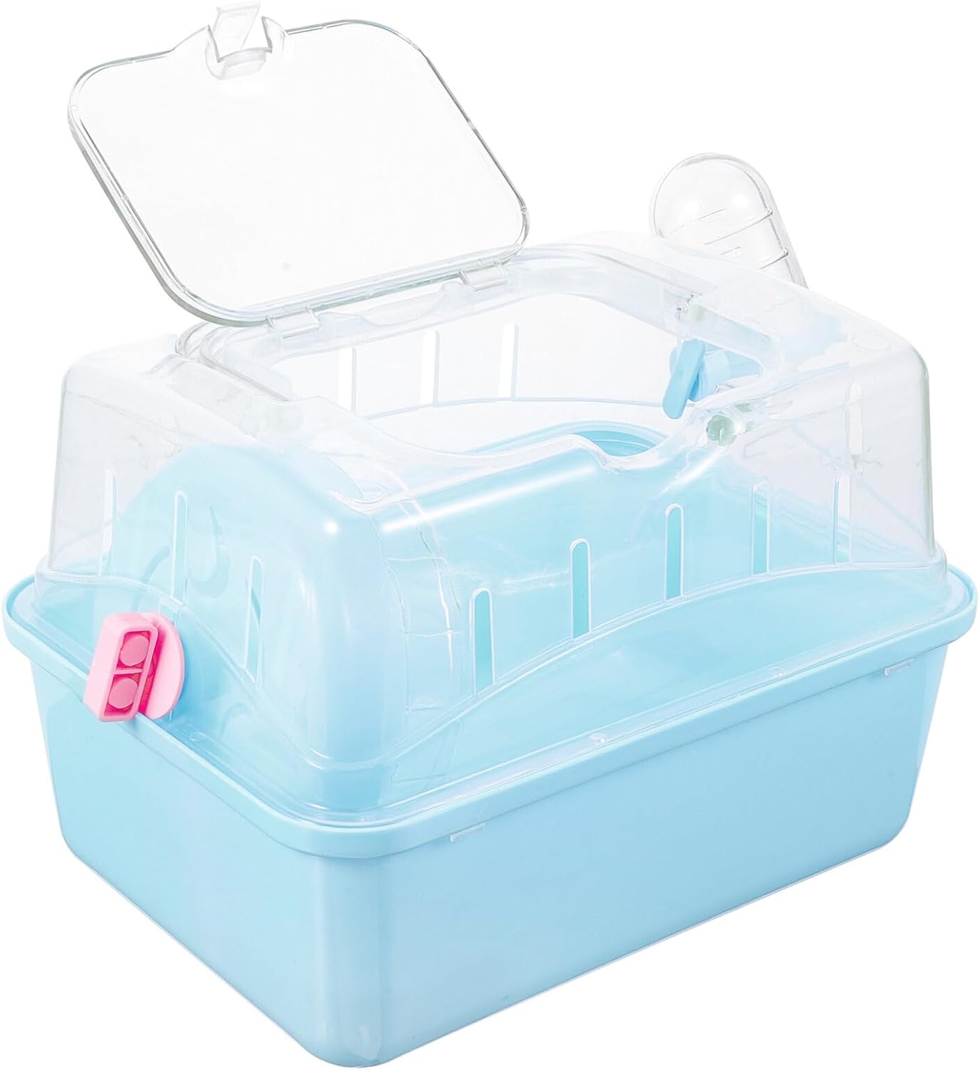 Portable Small Pet Carrier Cage for Travel – Transparent Ventilated Hamster/Gerbil/Rat/Guinea Pig Carrier with Secure Lock