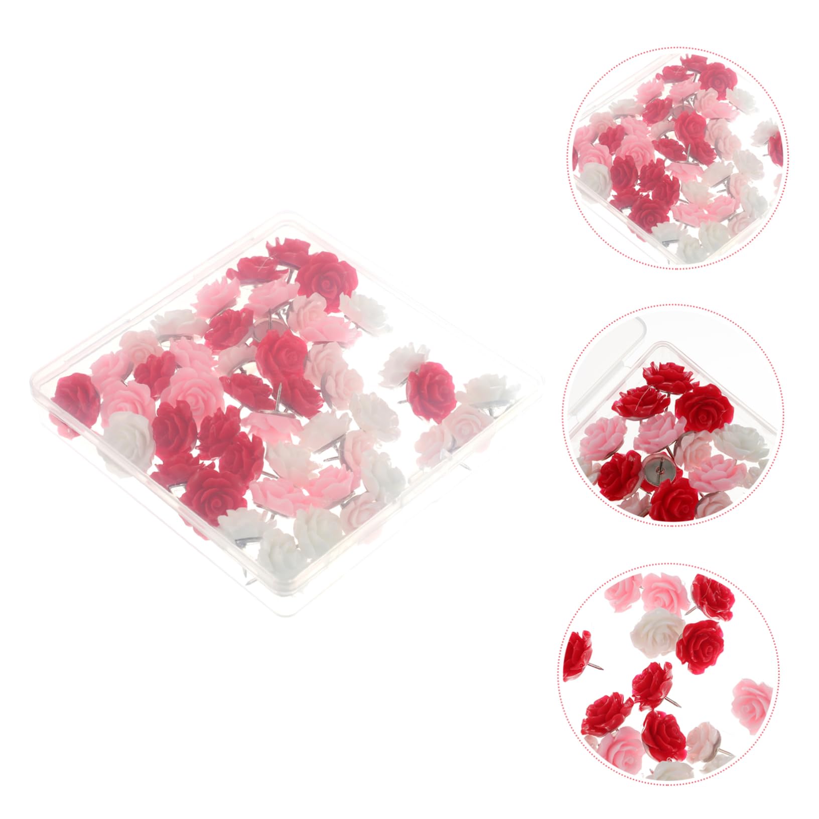 ifundom 120 STK Blumenstift Magnetische Pinnwand Die Büroeinrichtung Bürodekoration Rosa Reißnägel Rosa Bürodekor Reißzwecke Reißzwecke Harz Rose Bürobedarf Reisen