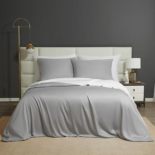 Miniatura 2 de HYPREST Funda de edredón tamaño King, rayón derivado de bambú, 400 hilos, suave, agradable al tacto, transpirable, refrescante para personas que