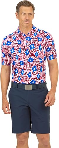 IBKUL Athleisure Wear - Polo de manga corta con estampado Rylee UPF 50+ Icefil Cooling Tech Rylee para hombre - 94193, M