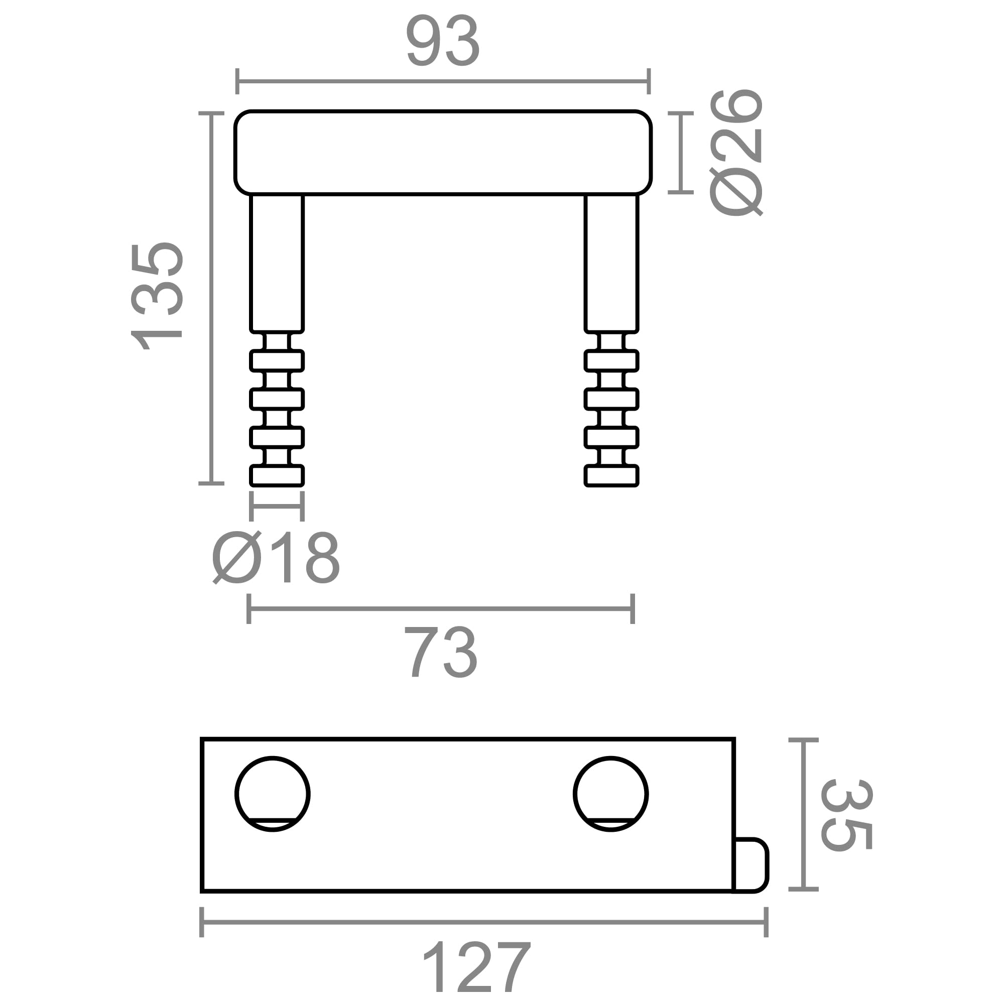 MICEL - 13368 - Candado Ballesta de Seguridad, de Acero Inoxidable con Llave Tubular y Cilindro de Latón, ideal para Puertas, Portones y Vehículos Comerciales, acabado Inoxidable, 127 x 135 x 26 mm