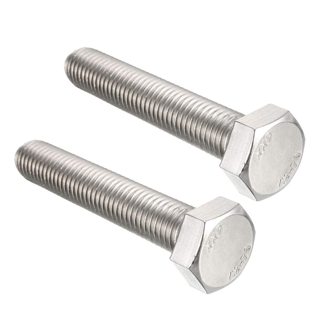 sourcing map Rosca M14 de 80mm Tornillos de cabeza hexagonal de 304 acero inoxidable de 2pcs