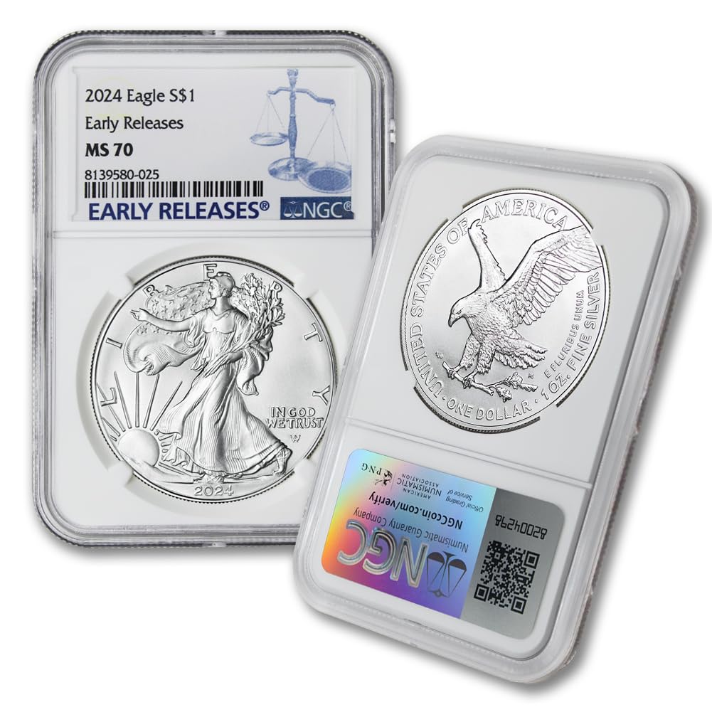 2024 1 oz American Silver Eagle Coin MS-70 (Early Releases) $1 NGC MS70