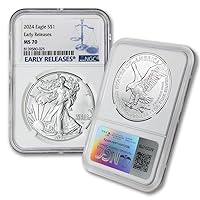 Vista 1 de 2024 1 onza Moneda de Águila de Plata Americana MS-70 (Lanzamientos Tempranos) $1 NGC MS70