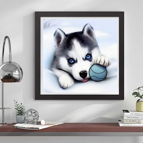 Miniatura 4 de Kaliosy Pintura artística de diamantes 5D con diseño de perro husky y bola por números, kit de pintura con diamantes, arte de cristal, manualidades,