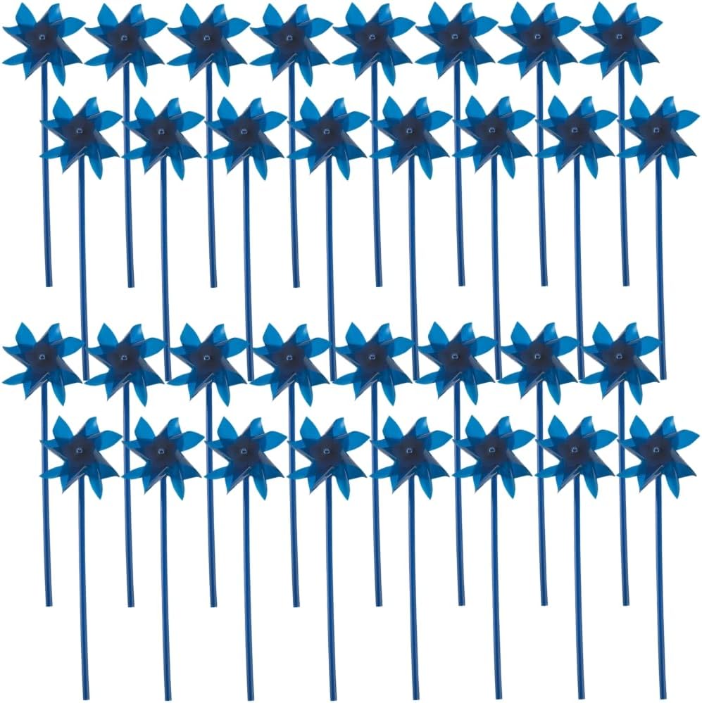 Fun Express 144 Pieces Blue Pinwheels, Child Abuse Awareness, 4th of July Parades, Party Supplies