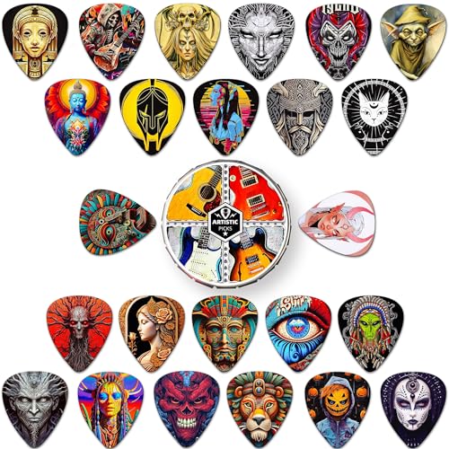 Juego de 24 púas de guitarra finas, medianas y pesadas, diseño personalizado, 0.46, 0.71, 0.96, 1.20...