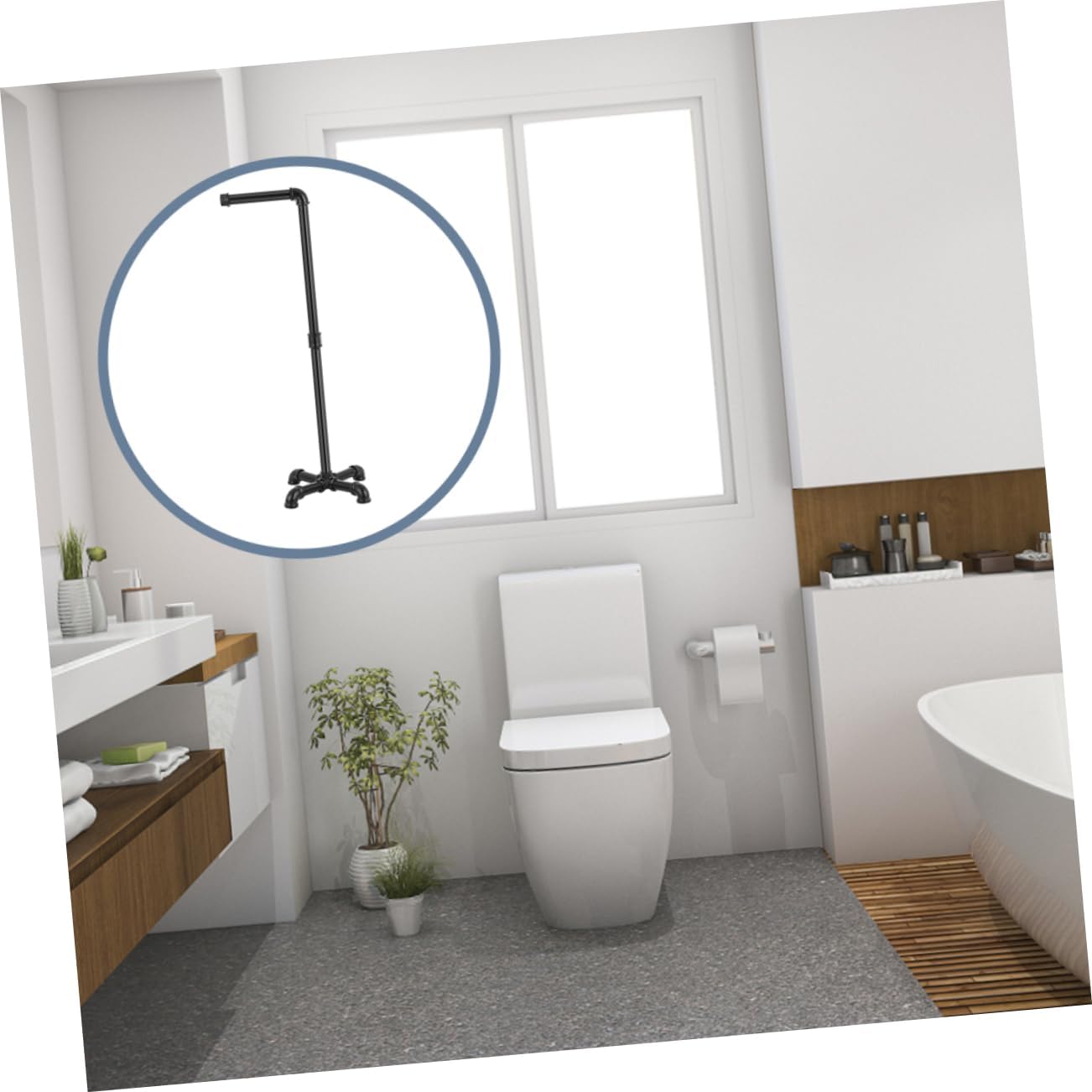 Paper Roll Holder Stand Durable Floor-Standing Paper Towel Organizer with Minimalist Design for Home and Bathroom Black Industrial Style