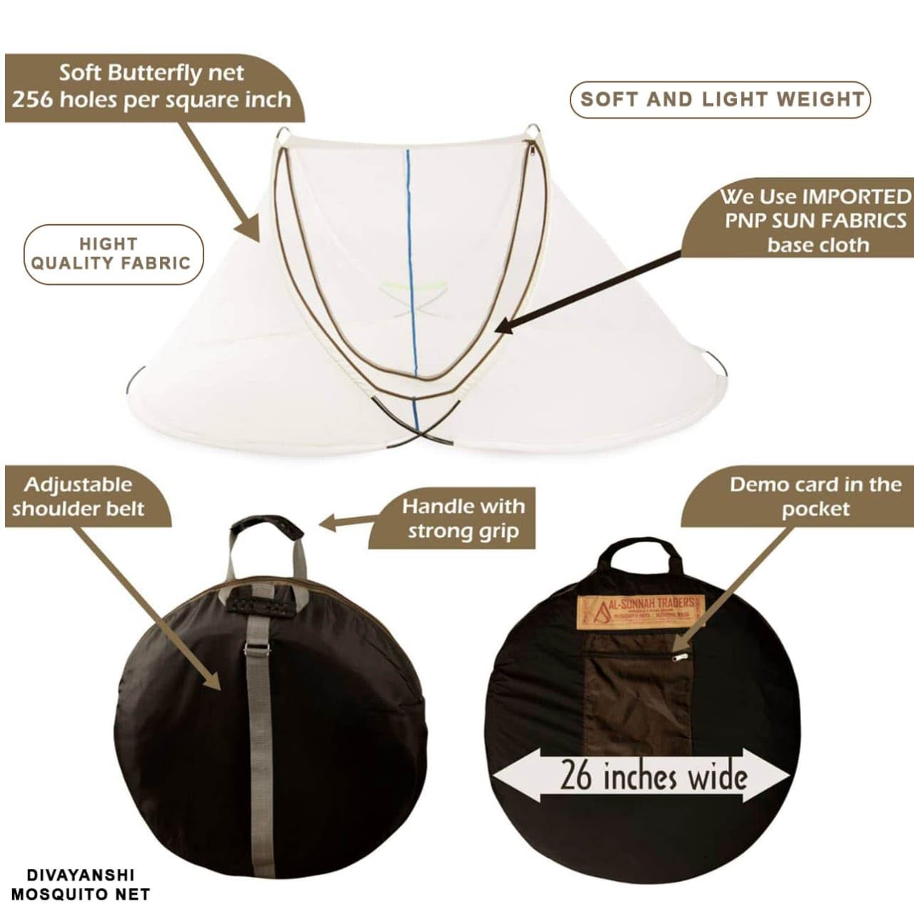 DIVAYANSHI Mosquito Net for Single Bed | Foldable Machardani | Polyester Strong 30GSM mesh | PVC Coated Corrosion Resistant Steel Wire - Multicolor - Image 5 thumbnail