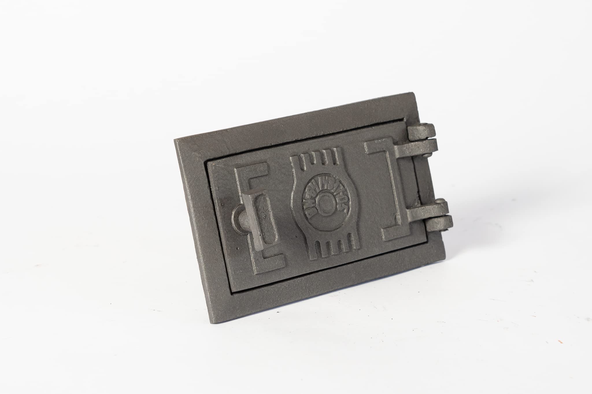 SEZAM Revisionstür für Öfen aus Gusseisen 10,5 x 3,5 x 17 cm, Kamintür - Klappe - Räumungstür, für Backöfen, Feueröfen & Kamine - grafitfarben bemalt