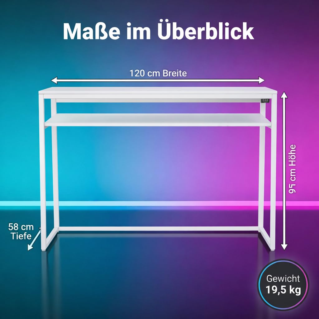 Zomo Deck Stand Detroit 120 - Table de DJ 120 x 58 x 95 cm - Blanc - Construction en acier pliable - Portable pour équipement DJ mobile