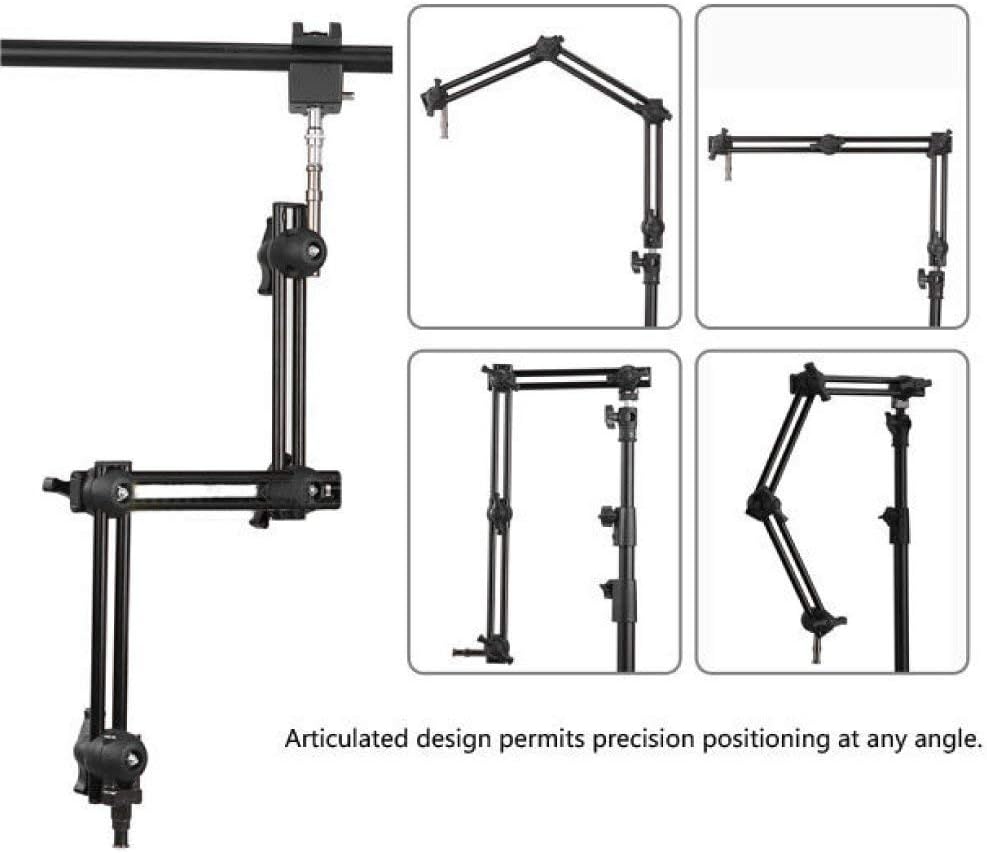 Fotoconic 3 Section Double Articulated Arm Without Camera Bracket, Compatible with Super Clamp, Angle Adjustable, 5/8" Stud with 3/8" Screw Thread Hole