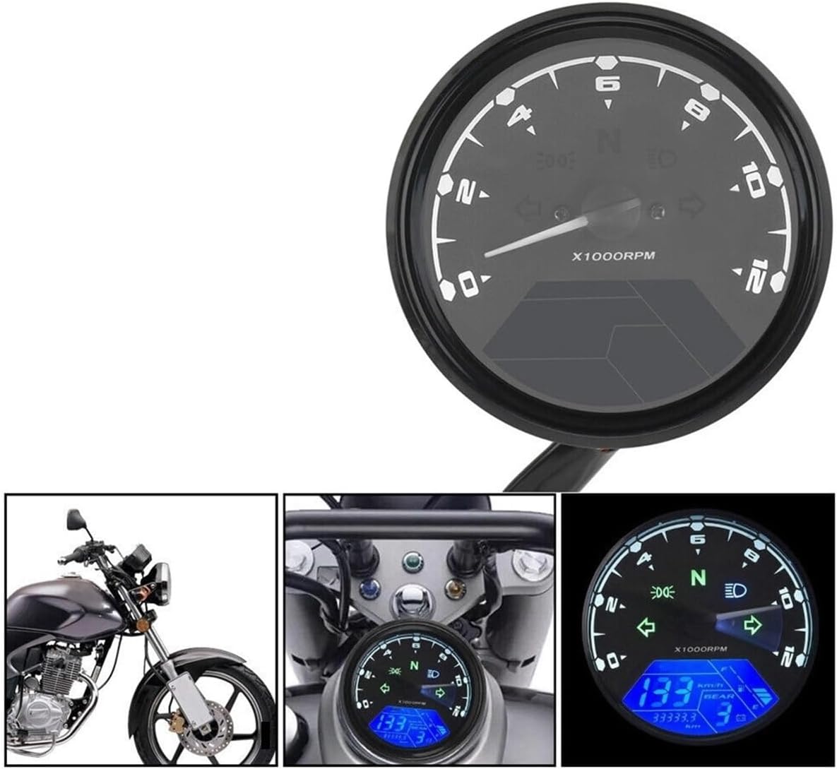 Motorcycle Odometer Gauge Digital Motorcycle Tachometer Tachometer Moto Odometer 12000RPM