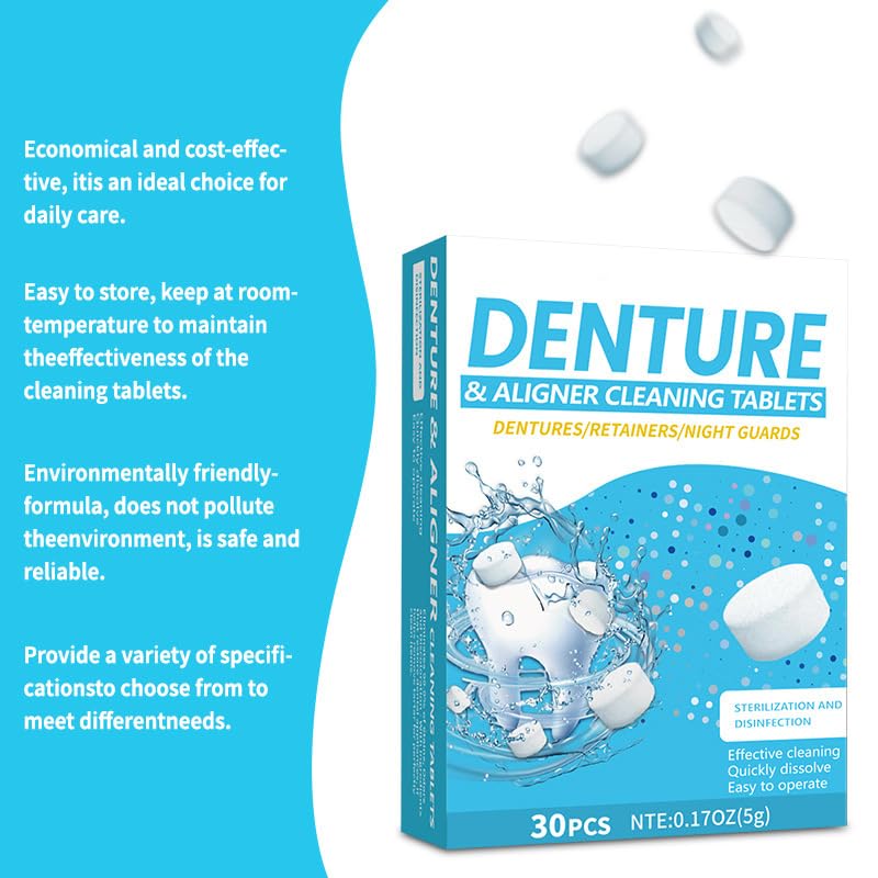 Retainer Pastiglie Detergenti,Compresse Pulizia Dentiere Effervescenti,Compresse Apparecchi Ortodontici,Compresses Pulitore Per Protesi,Rimuove Macchie E Odori,2pc