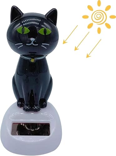 Miniatura 15 de Solar Cat Bobble Head - Juguete para gatos bailando con energía solar para tablero o escritorio gris
