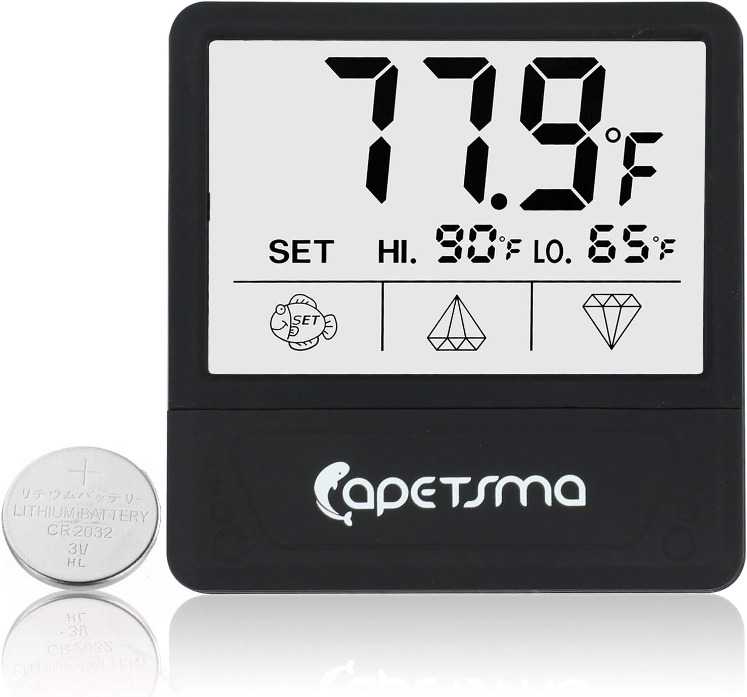 Aquarium Thermometer, Digital Touch Screen Fish Tank Thermometer with Large LCD Display, Stick-on Tank Temperature Sensor Ensures Accurate Reading for Aquarium Terrarium Amphibians and Reptiles