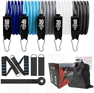 EláStico Extensor Kit Tubing Elástico 11 Itens - Treinamento Funcional Pilates Extensor Elastico Treino Exercício Academia Em Azul