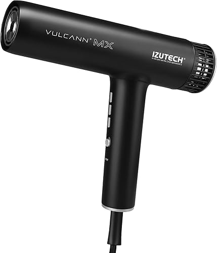 Izutech Vulcann MX 2.0 - Secador de pelo profesional, peso ligero, alto calor, 1875 W, color negro