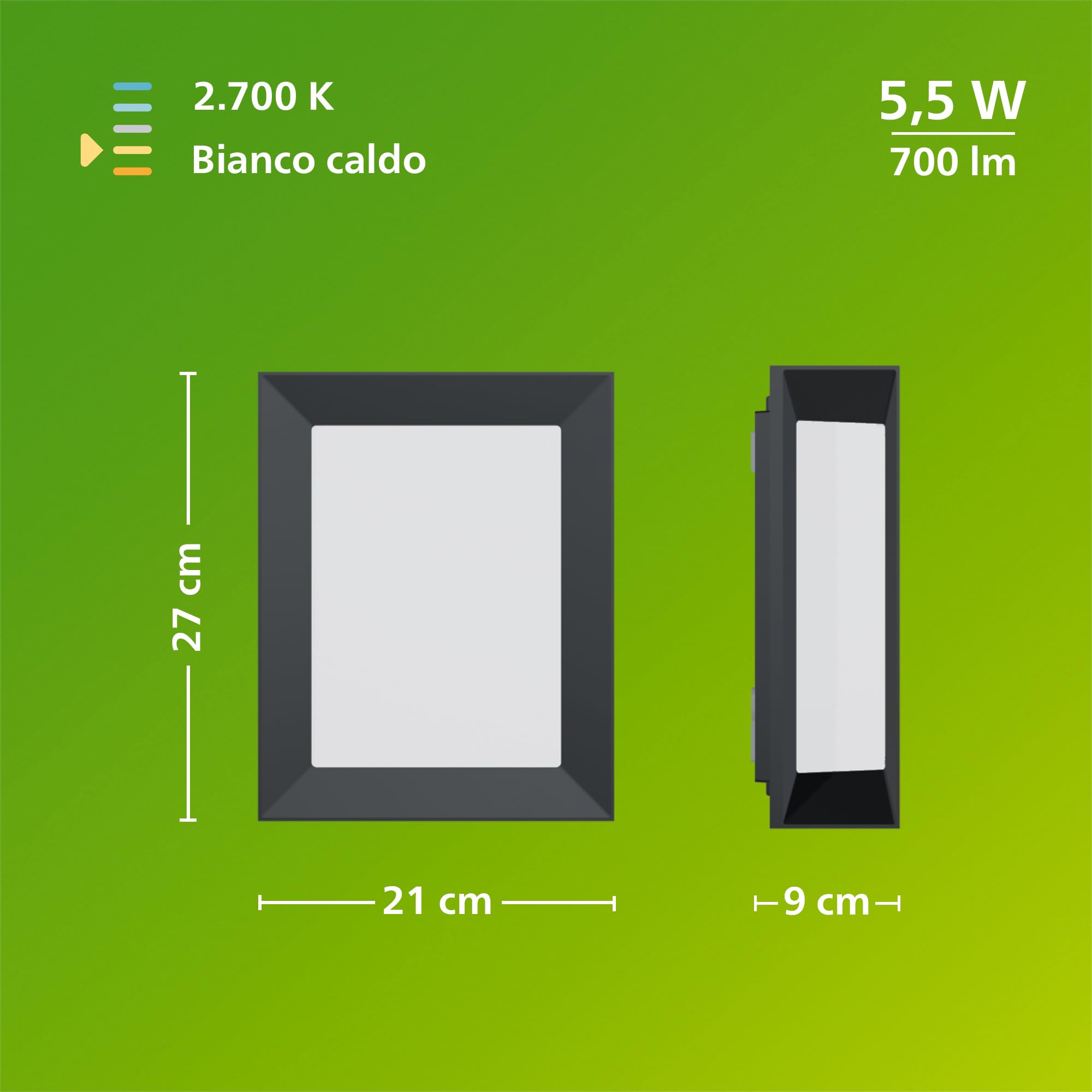 Philips Karp Applique LED da Esterno, 5,5 W, 700 lm, Luce Bianca Calda 2.700 K, Resistente a Intemperie IP44, LED Integrato, Durevole, Alluminio, Design Moderno, Grigio Antracite