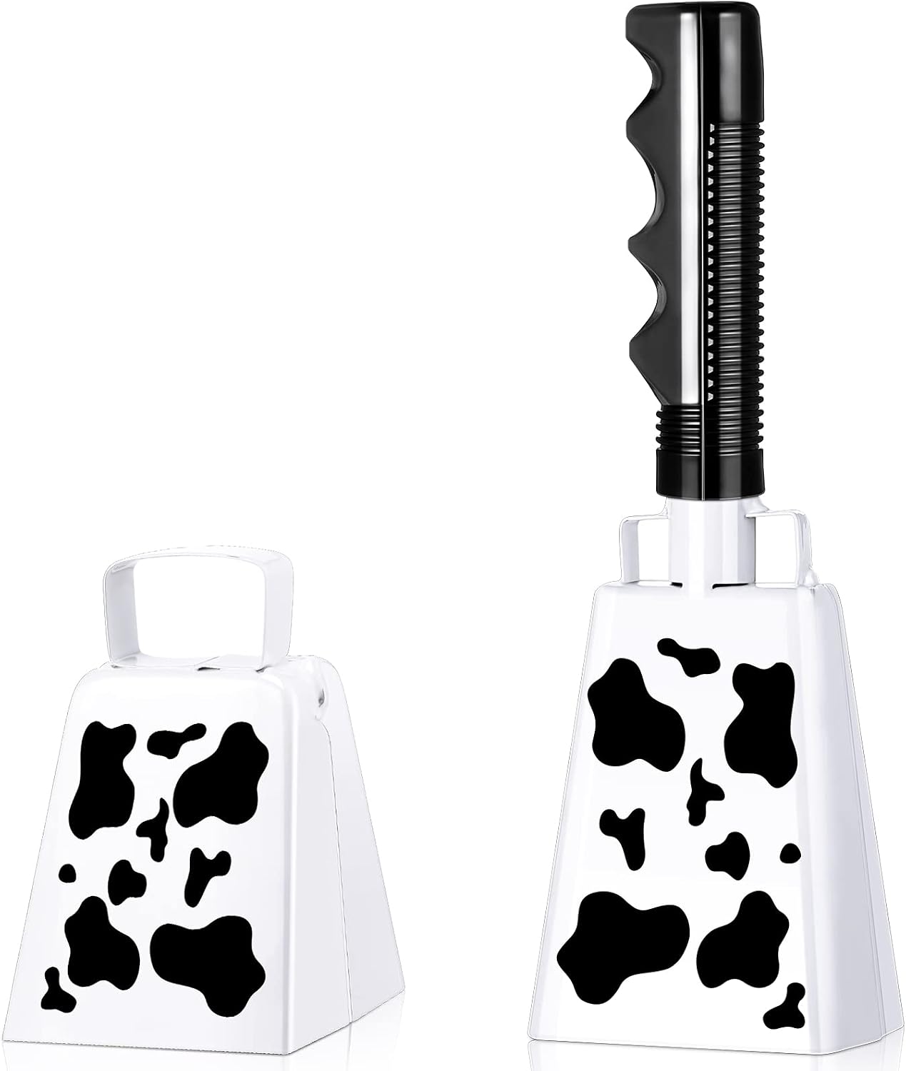 Boao 2 Pieces Cow Bell with Handle Noise Makers Cowbells for Sporting Events Football Games Hand Percussion Cheering Loud Call Bell Musical Instruments Alarm for Parties(Lovely Style)