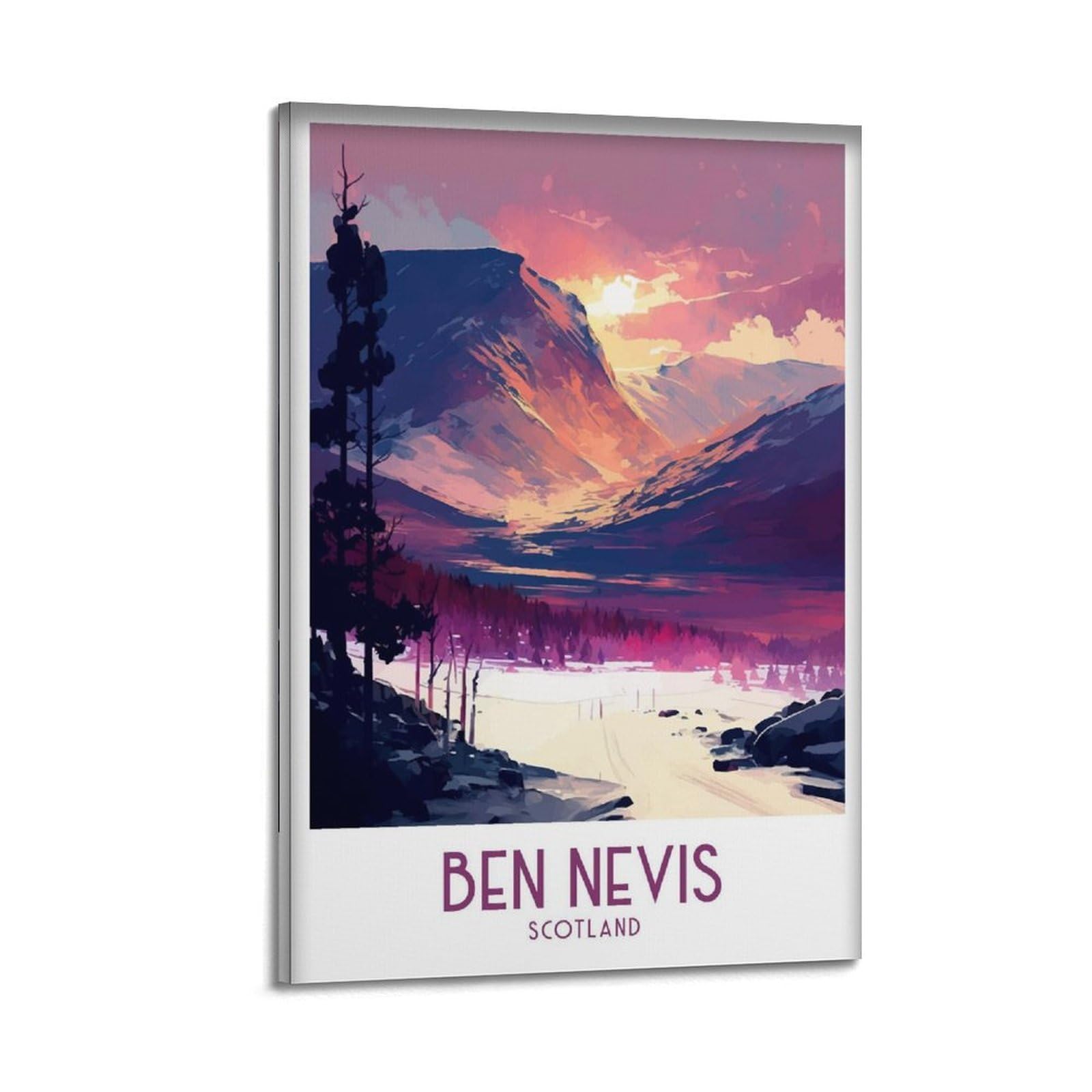 xiaoxiaoshen Ben Nevis Travel Scotland Mountain Canvas Poster Wall Art Prints Room Aesthetic Murals Bedroom And Living Decorations 08x12inch(20x30cm)