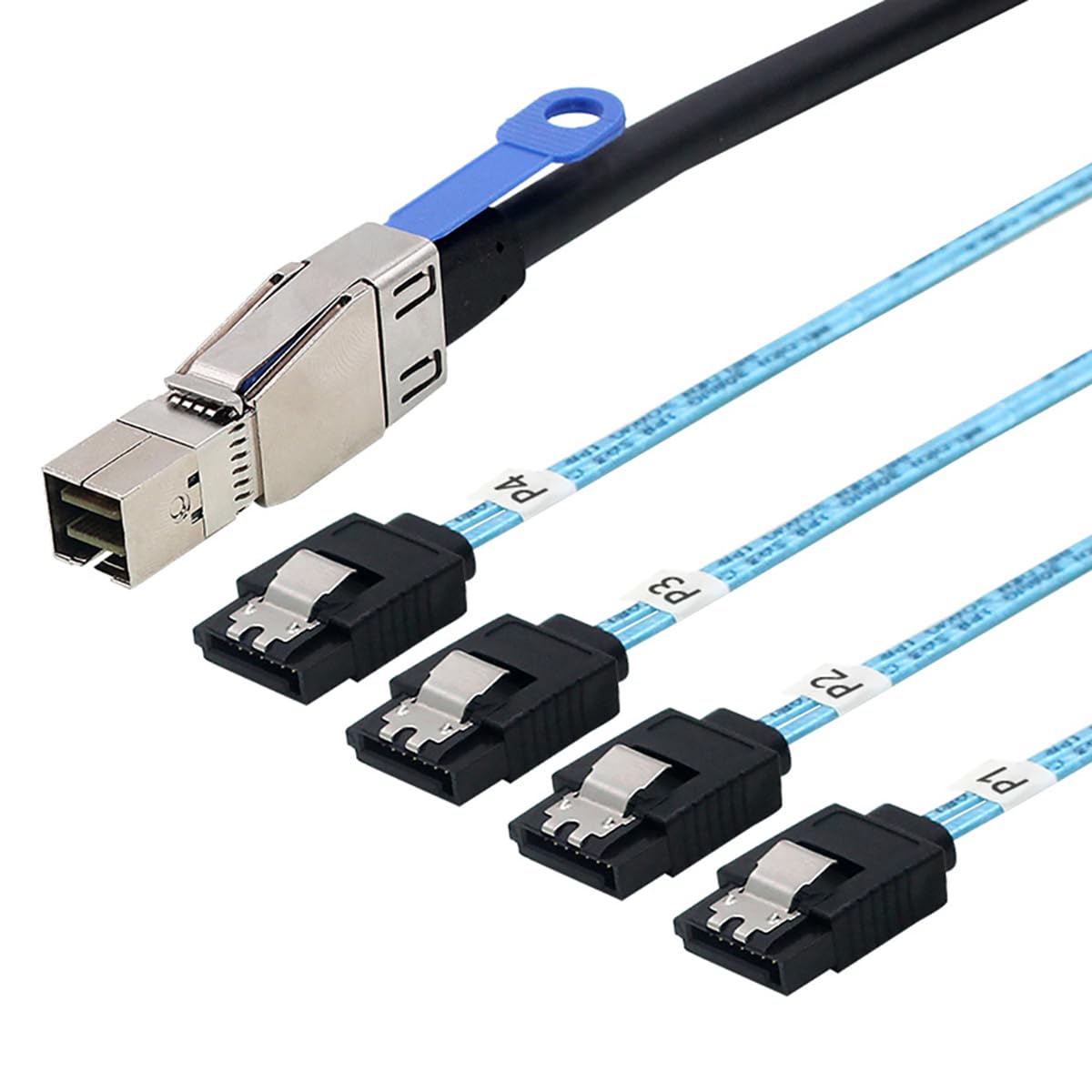 Mini SAS HD SFF-8644 con IC a 4 x SATA 7-Pin Cable – 6Gbps High Speed Server Hard Drive Interconnect, 28AWG filo di rame (1m)