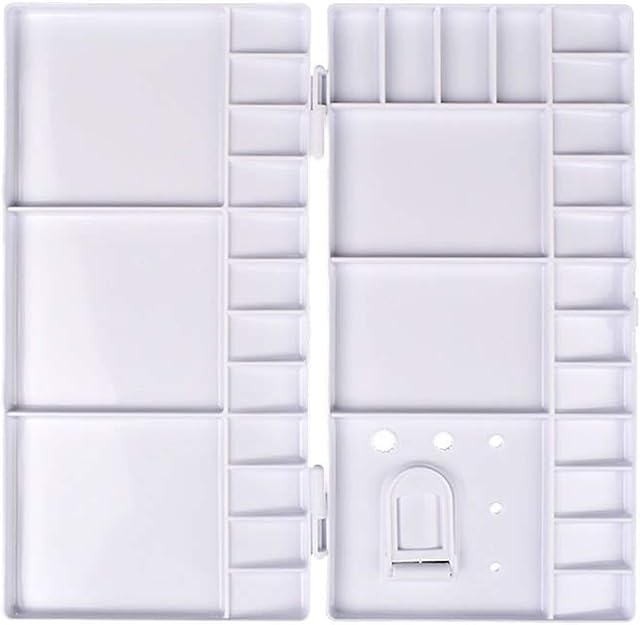 CHENGZI Watercolor Palette Folding Paint Tray Plastic Watercolor Palette with Thumbhole 33 Wells for Watercolor,Gouache, Acrylic and Oil Paint