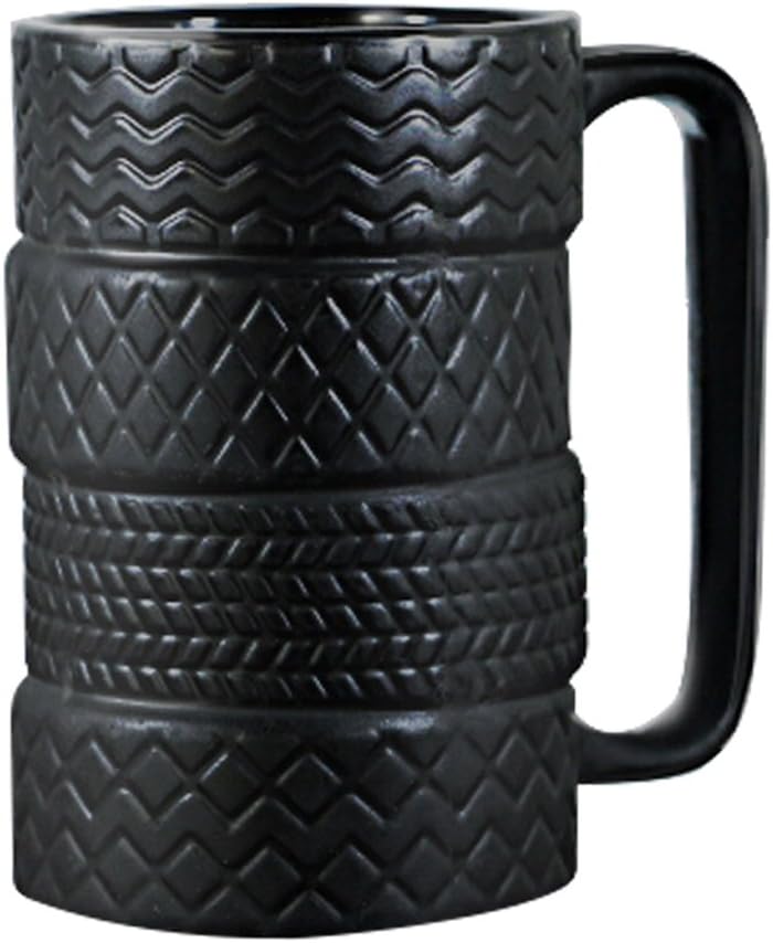 Ceramic Tire Coffee Mug for Men Gifts from Daughter Son Novelty Tea Mug for Dad Birthday Christmas Holiday Housewarming Mechanic Gifts for Car Lovers