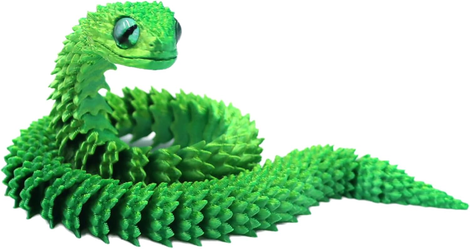 3D Printed Snake, Fidget Animal Flexible Articulated Snake Toy Home Office Decor Desk Toys Three Color One Size
