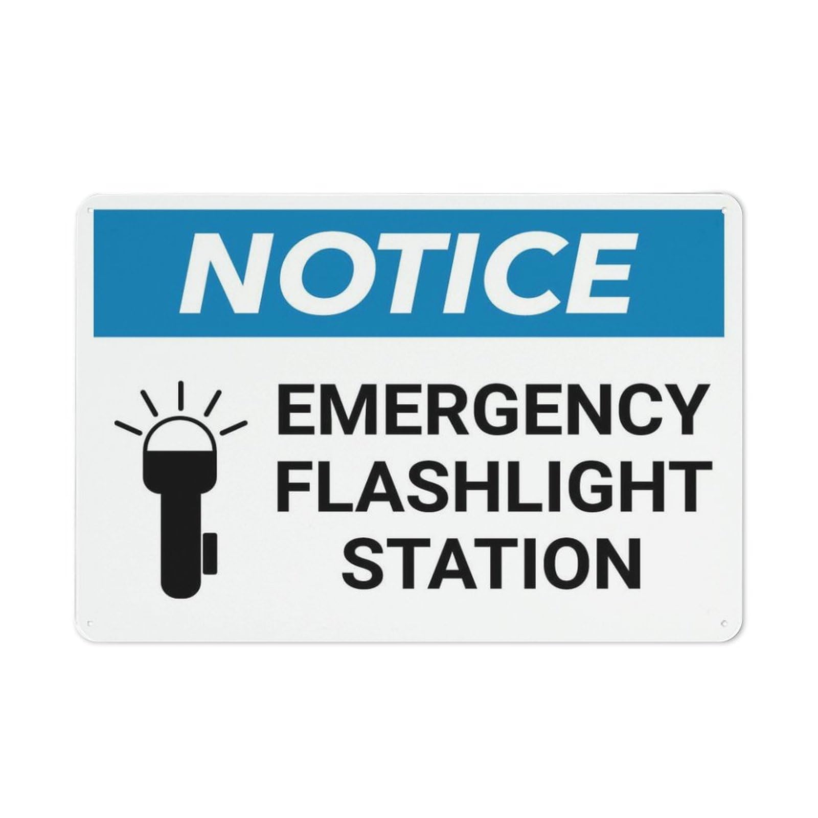 Xewazd A48 8"X12" Rust-Free Aluminum Notice Sign - Emergency Flashlight Station | Printed With Graphics, Easy To Mount | Indoor & Outdoor Use