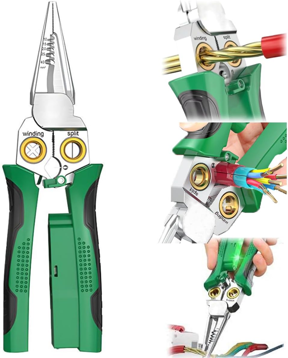 Wire Strippers Twister with Electricity Measurement Function 8in1 Wire Stripping Pliers for Cutting and Pulling Wires Cable Scissors for Scraping and Pressing Wires wrapping tools with Voltage Test