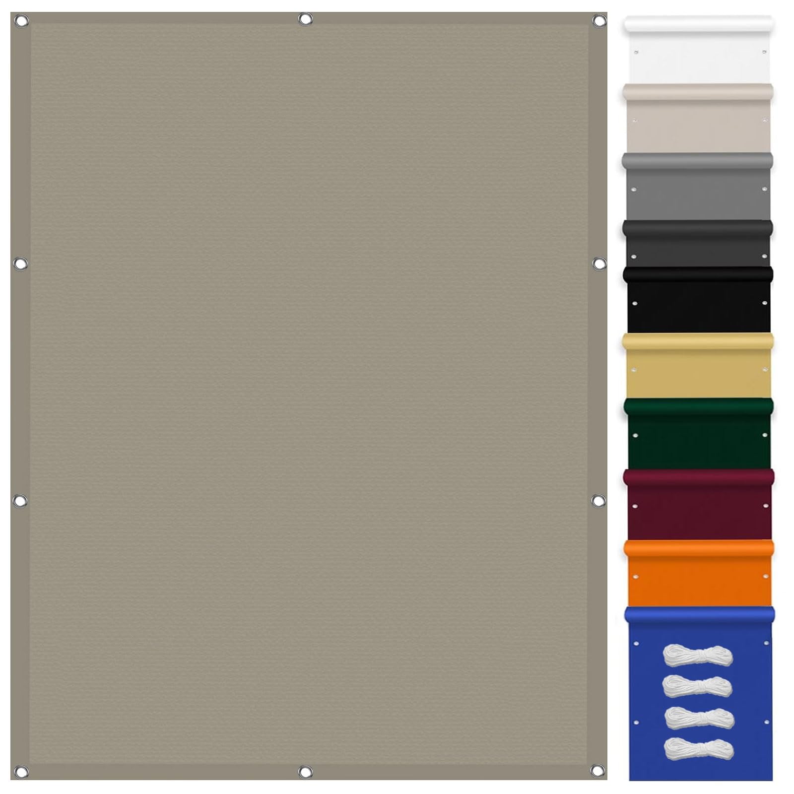 Voile d'ombrage imperméable 3x6m protection UV extérieur terrasse kaki