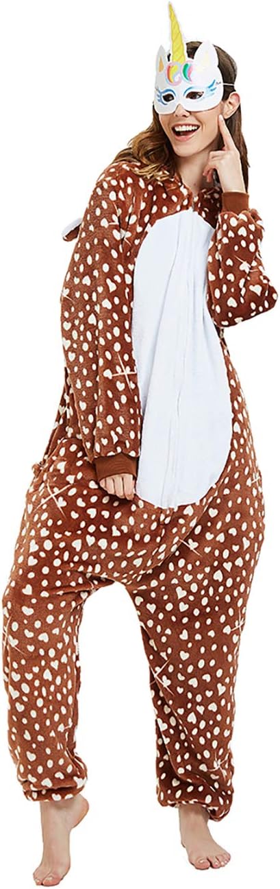 Reindeer Costume Deer Onesie for Adult Women Men Halloween Pajama - Image 2