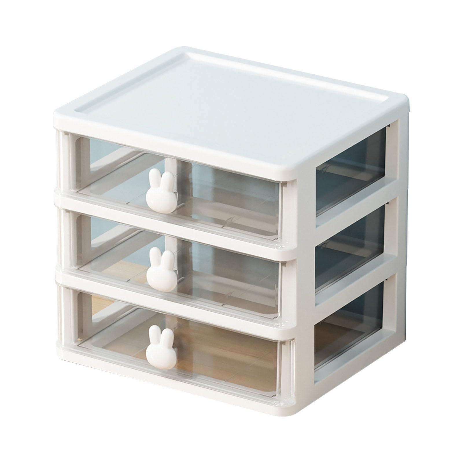 Jenngaoo Desk Organizer, Desktop Storage Box with 3 Drawers Clear Plastic Desk Storage Box Jewelry Storage Case for School Office Supplies Makeup