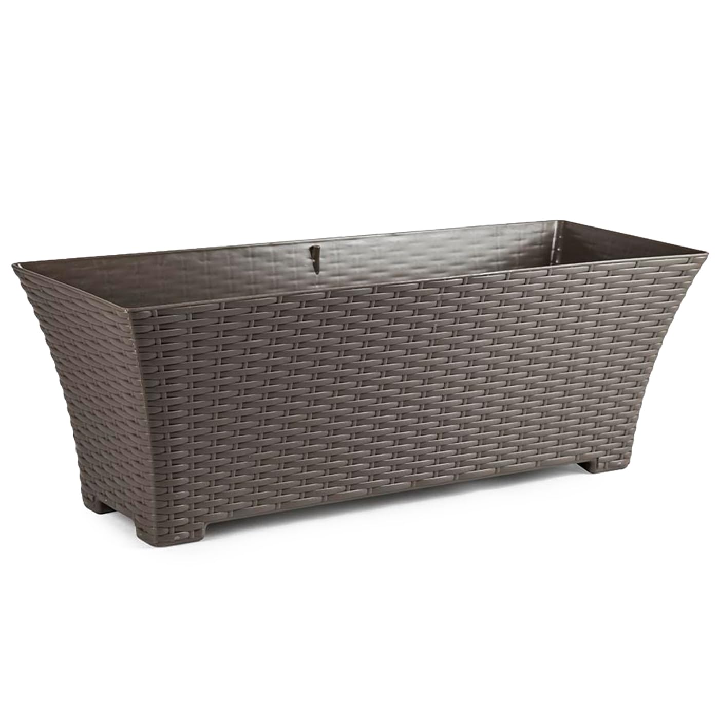 Acan Tradineur - Jardinera Rattan Rectangular de Plástico - Fabricado en España - Ideal para Plantas, hogar, jardín y terrazas - 60 cm - Color Marrón Topo