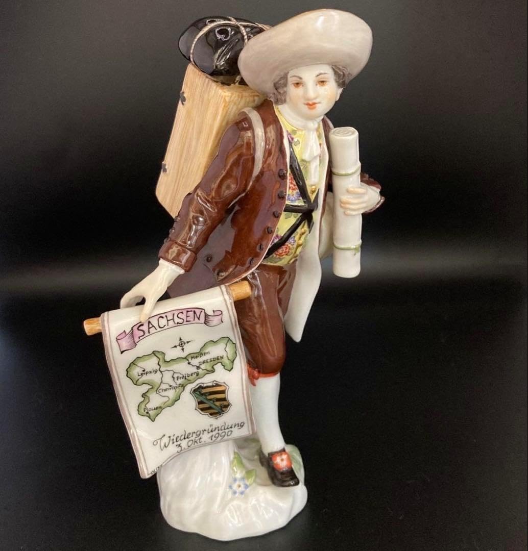 マイセン フィギュリン パリの物売り 色絵 陶器人形 地図を売る