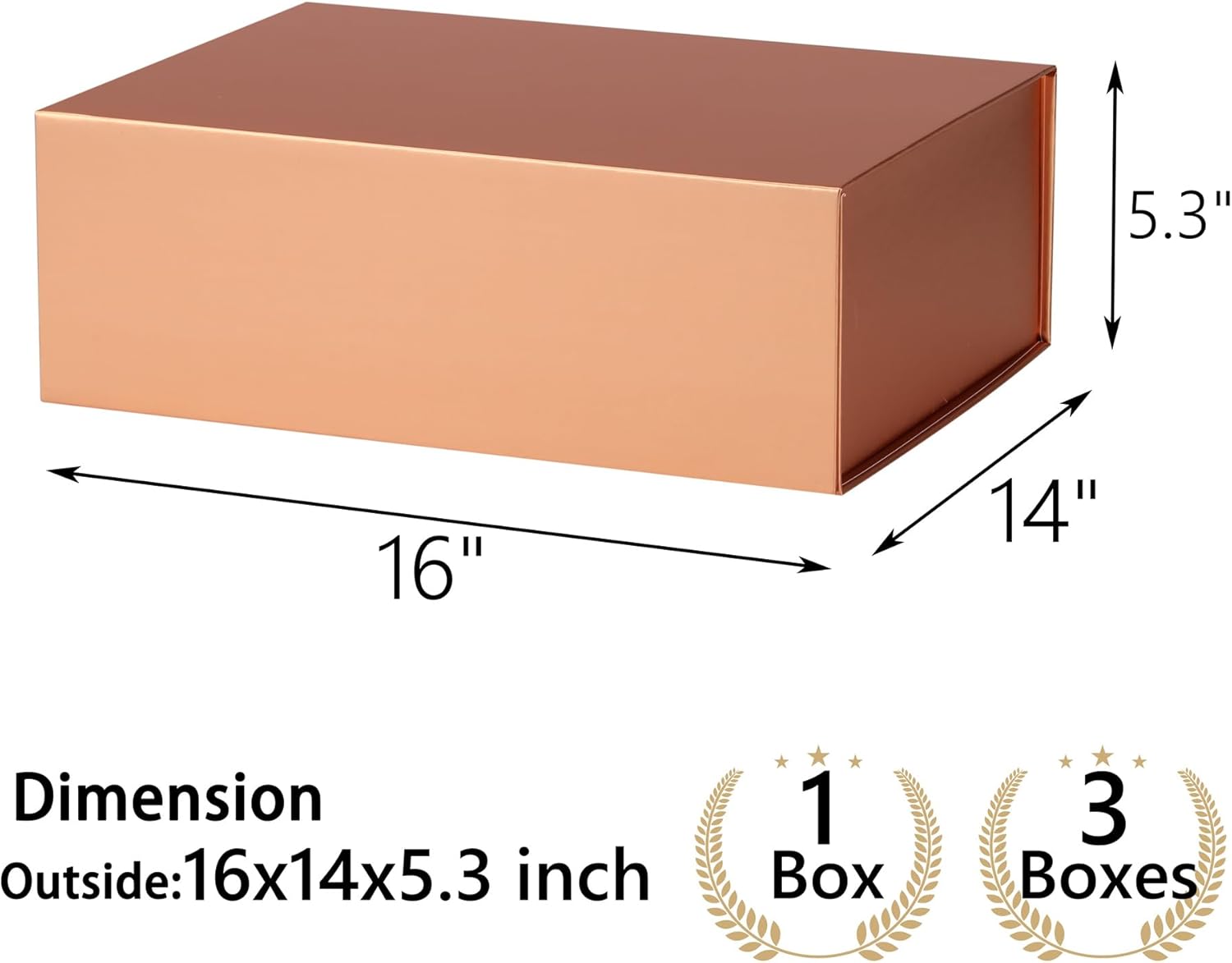 Rose Gold Gift Box,16x14x5.3 Large Gift Boxes With Lids For Presents Includes Ribbon And Diy Printable Sticker Paper,Bridesmaid Proposal Box,Magnetic Gift Box For Birthday,Wedding,Graduation